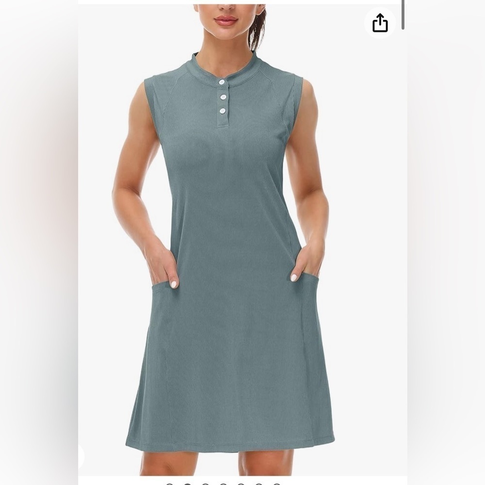 NWT Cakulo Women's Golf Active Polo Dresses Knee Length  Button with Pockets